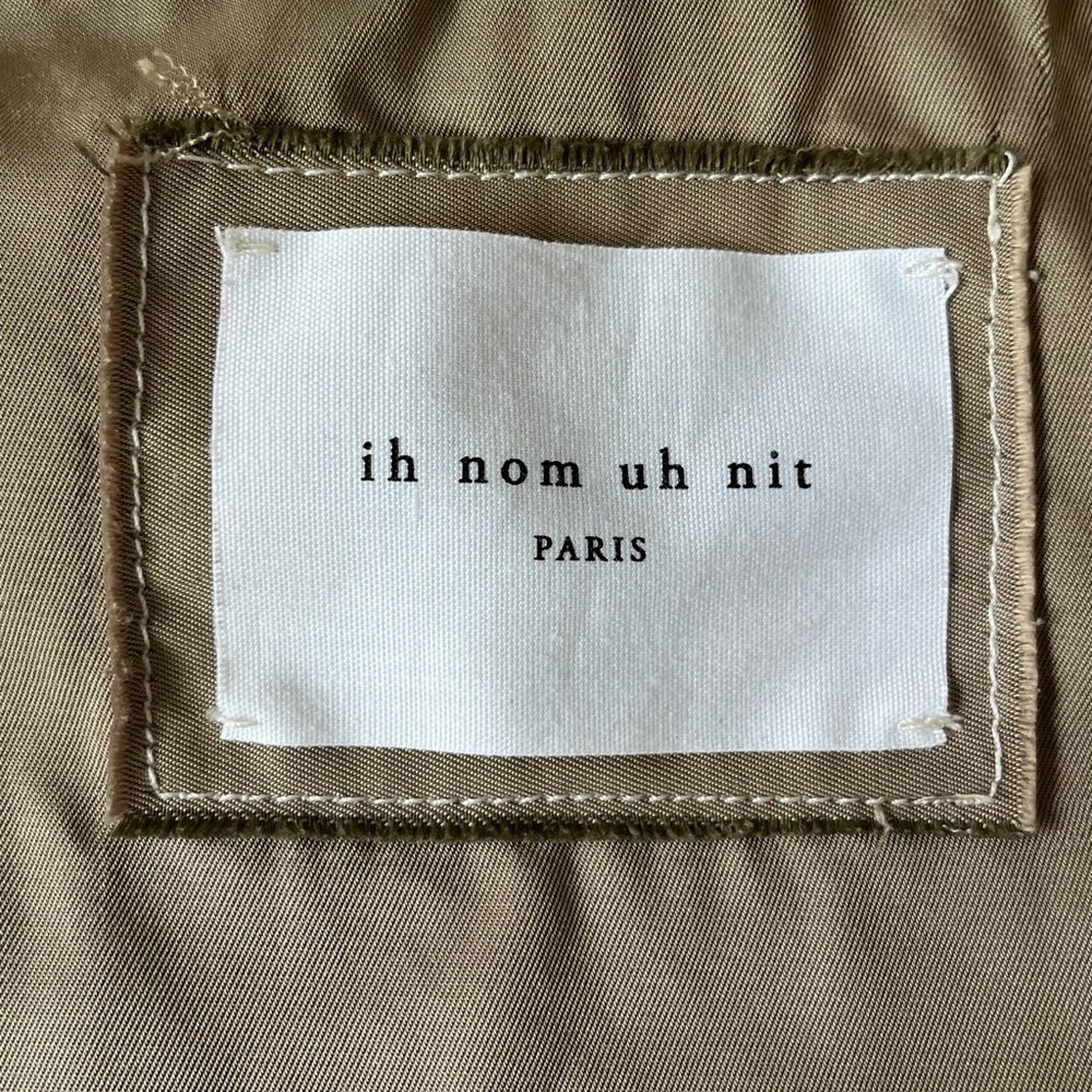 Ih Nom Uh Nit Taupe Long Raincoat with Contrast Stitching and Snap Buttons - Picture 2 of 11